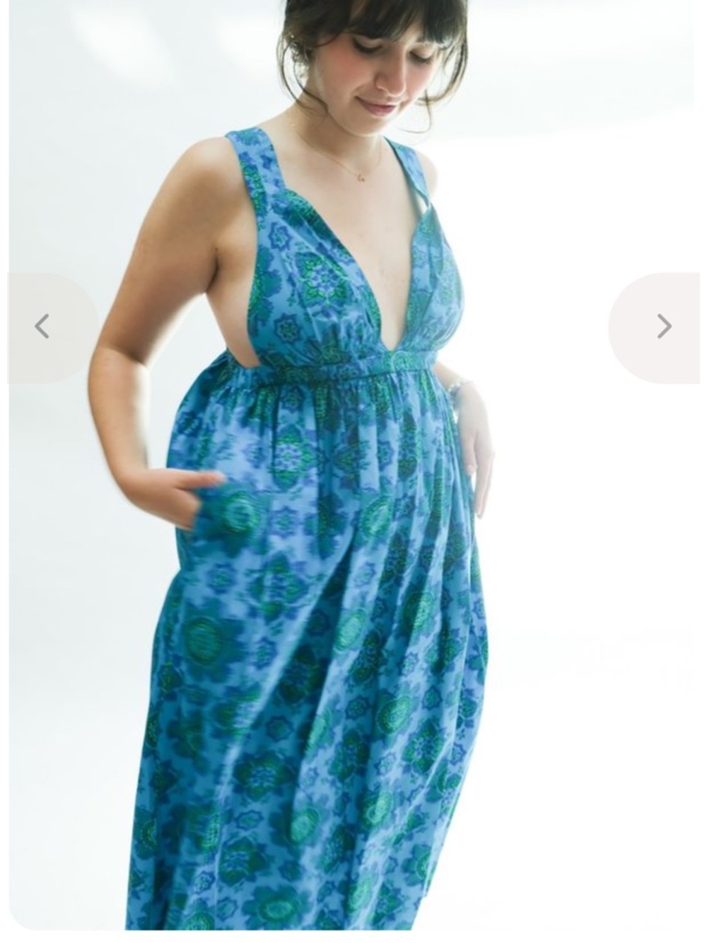 Rachel Comey Blue and Green Floral Backless Maxi Dress